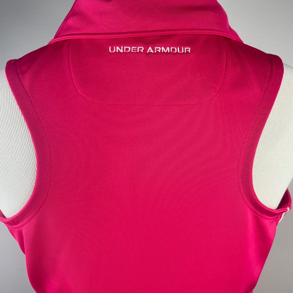 Under Armour Womens Pink Sleeveless Golf Polo Shirt Medium HeatGear Athletic Top - Picture 3 of 8